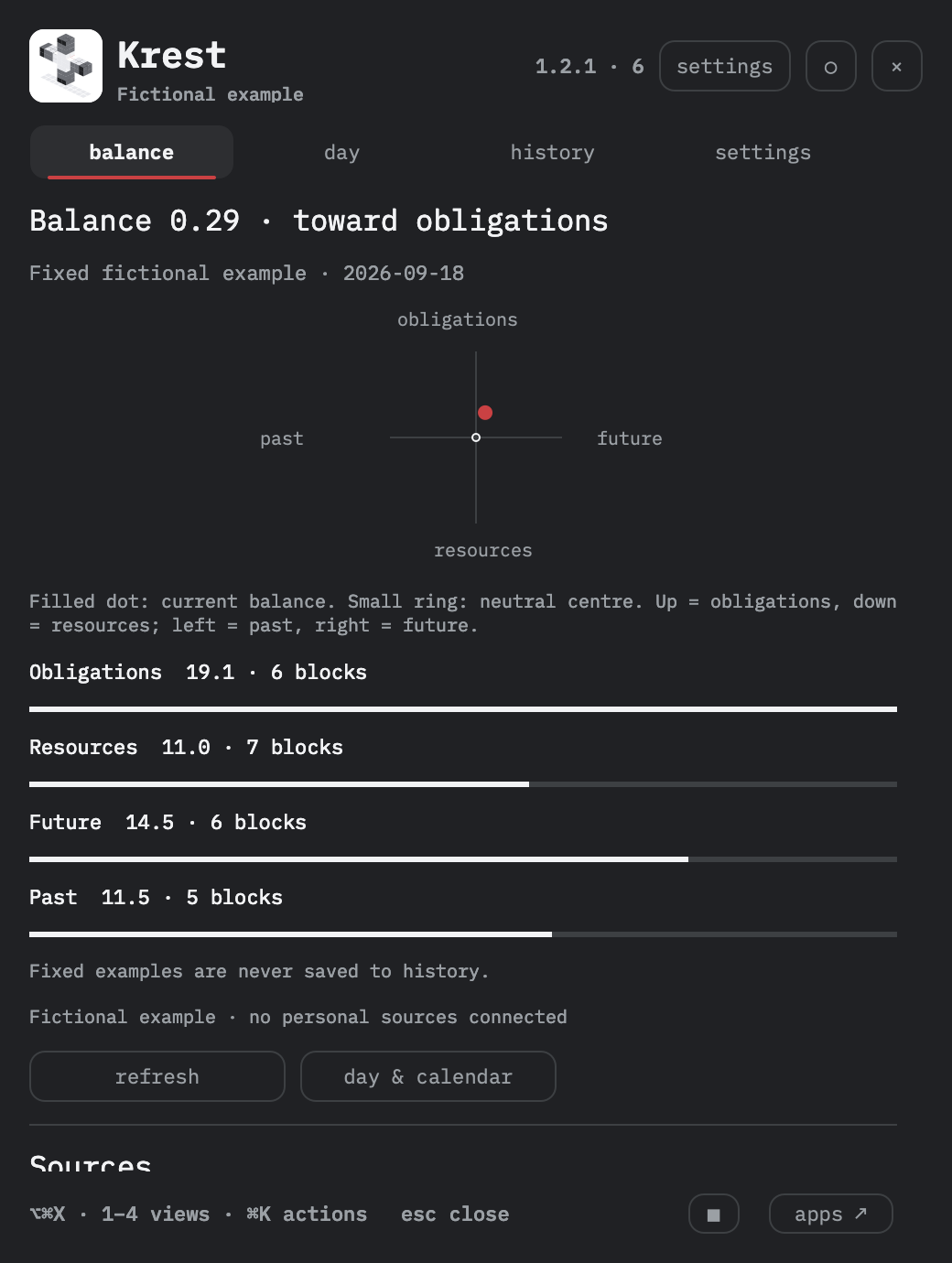 Крест · native interface, synthetic data 1.2.1 · black theme