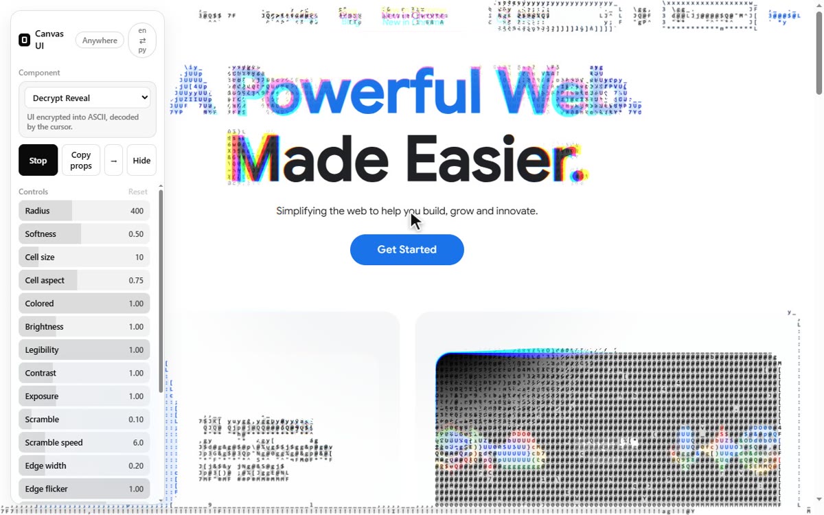 Decrypt Reveal effect over developer.chrome.com